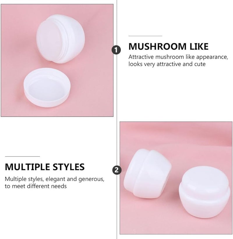 25 Pcs 10g Plastic Mushroom Cream Jars Leakproof Travel Containers With Inner Lid - Image 3